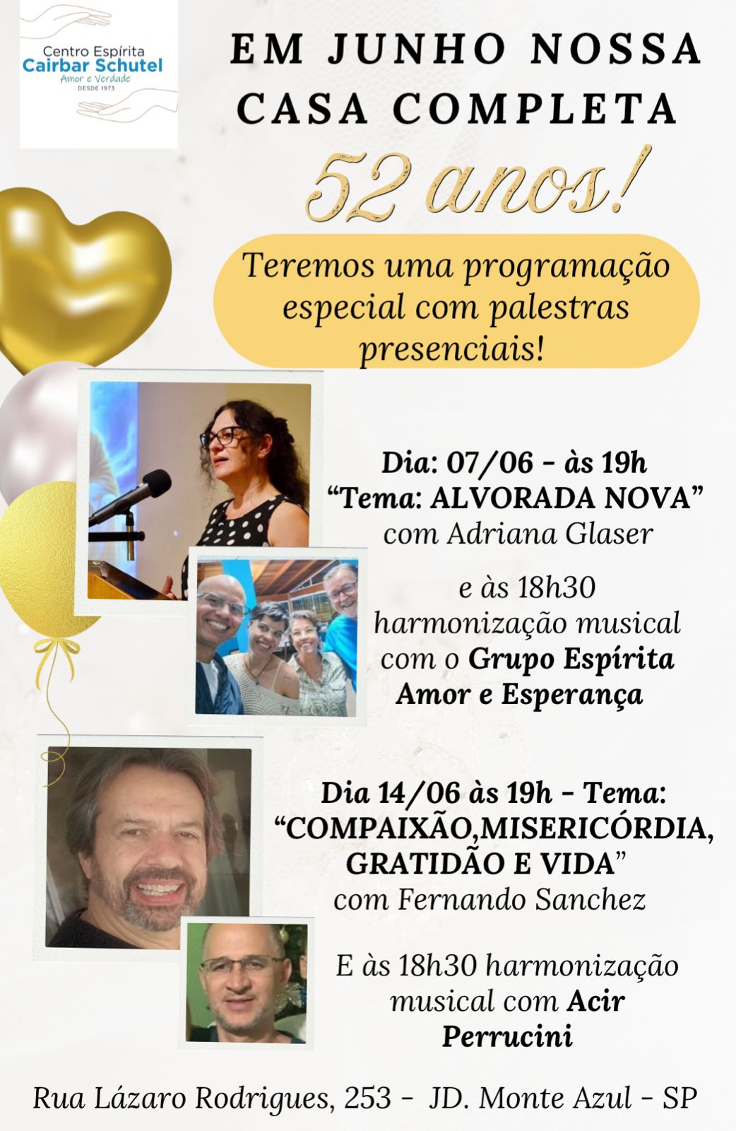 PROGRAMAÇÃO DE JUNHO COMEMORANDO 52 ANOS DO CAIBAIR SCHUTEL